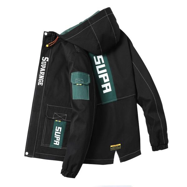 

men's jackets brand men trendy high street print cargo jacket 2021 spring autumn windproof male coats drop, Black;brown
