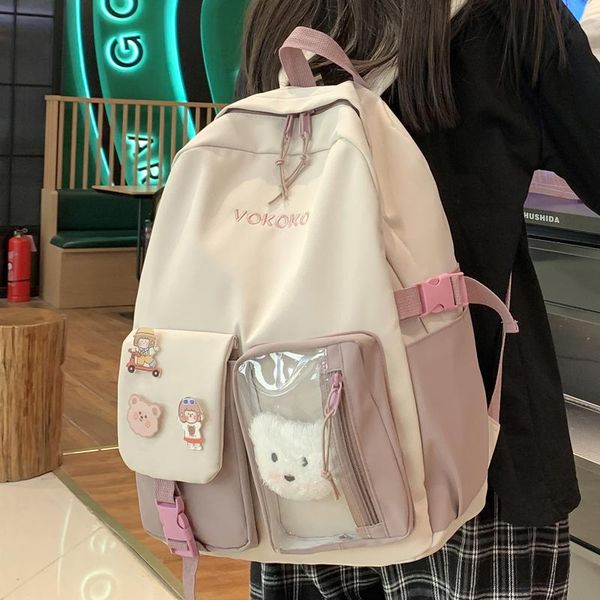 

backpack woman with transparent pouch female book school bag for teenage girls boys student women's nylon travel rucksack