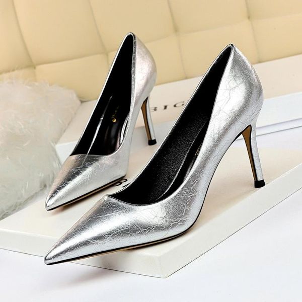 

dress shoes 2021 fashion high heel pumps office ladies shallow woman thin heels stilleto pointed toe party nightclub, Black