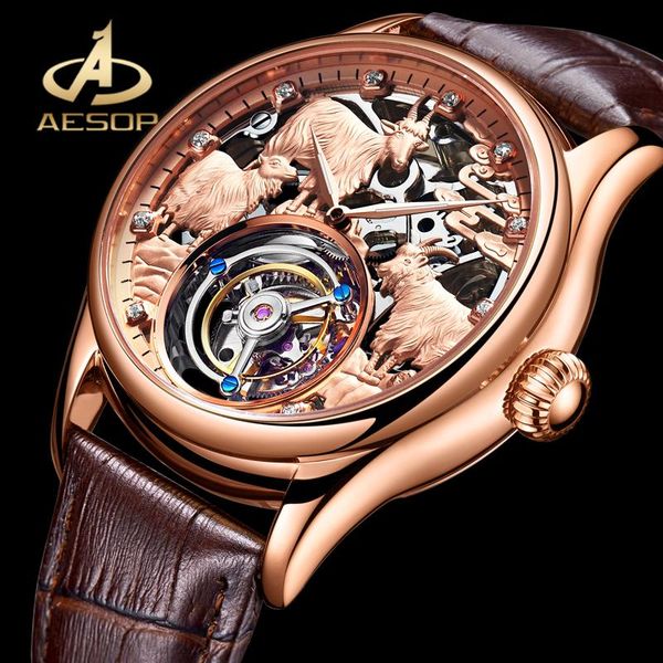 

skeleton watch 100%real tourbillon men's mechanical watches sapphire glass waterproof men wristwatches, Slivery;brown