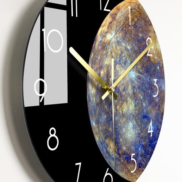 

wall clocks creative large clock glass living room planet watch home modern luxury decor orologio da parete gift fz722