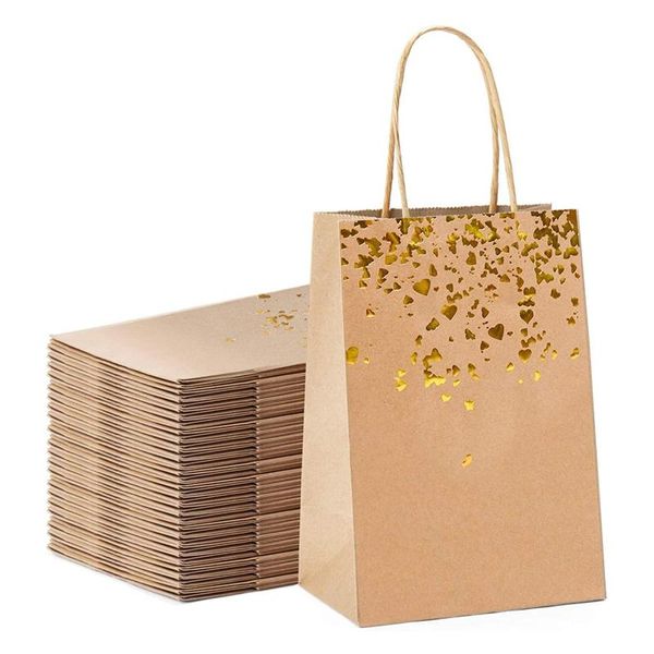 

20pcs kraft paper bags small gift with handles shopping party packing bag storage