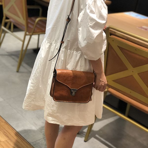 

hand-rubbed bag layer leather women retro old shoulder cowhide messenger fashion trend mrecl