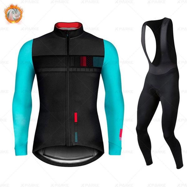 

racing sets 2021 cycling jersey set pro team long sleeve clothes men winter clothing thermal fleece ropa ciclismo hombre warm, Black;blue
