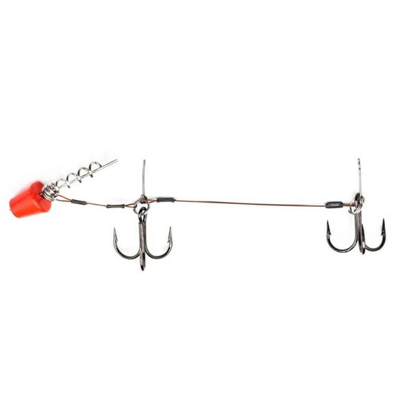 

fishing hooks screw rig 14cm double treble hook with pike center pin lead for shallow rigs stinger tackle pesca iscas