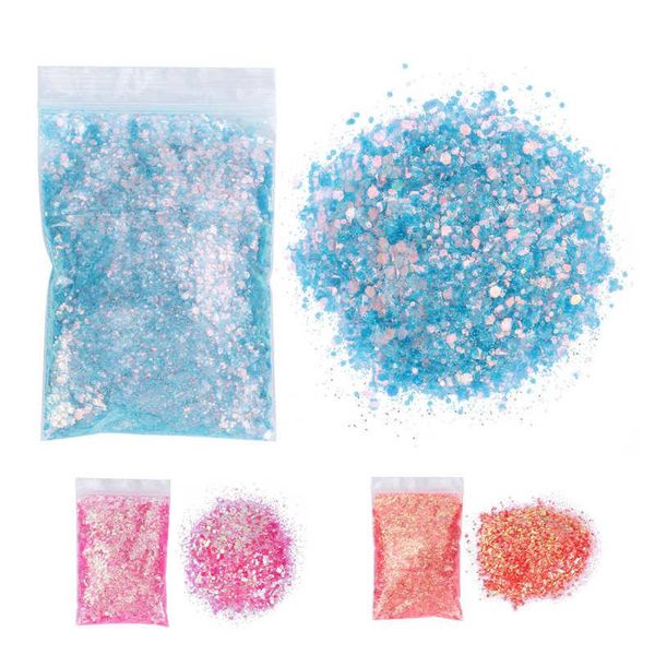 

nail glitter shining flake glitters sequins mixed flakes sparkling shiny art decoration for manicure 50g, Silver;gold