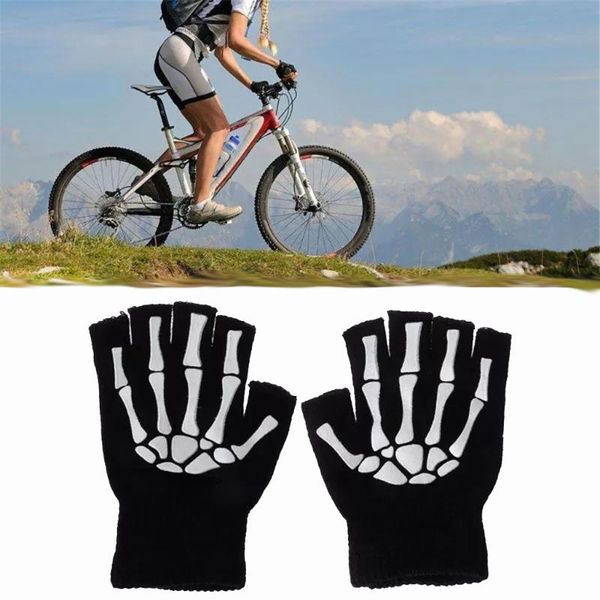 

cycling gloves 1pair kids outdoor sports bicycle half finger skeleton soft protective equipment, Black