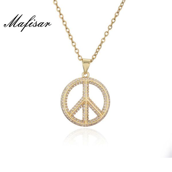 

pendant necklaces mafisar fashion gold color heart & peace necklace luxury cz women female wedding jewelry, Silver