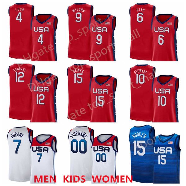 

women us basketball 2020 summer olympics usa 6 sue bird jerseys 10 breanna stewart 4 jewell loyd 9 a'ja wilson 12 diana taurasi 15 brit, Black