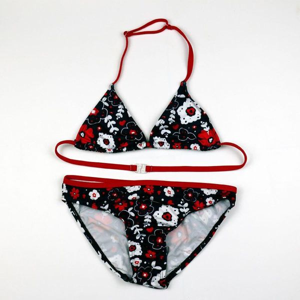 

women's swimwear 2021 model girls bikini set 8-16 y kids children swimming wear flower pattern swim suit two pieces swimsuit bikinis, White;black