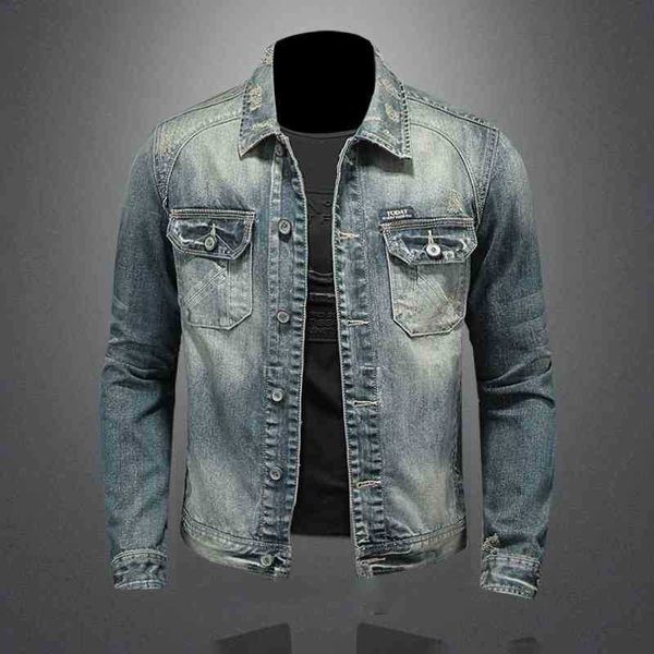 

men's coat autumn new wear lapel long sleeve jacket men's jeans, Black;brown