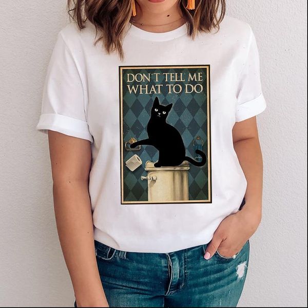 

women graphic womens t shirt cute cool short sleeve cartoon lady casual funny cat clothes clothing tees print female, White