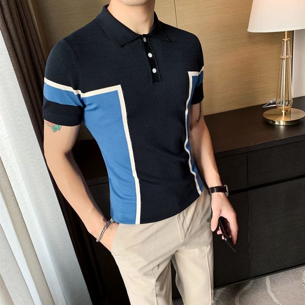 

polos knitted men's shirt fashion 2021 will see color contrast short sleeve thin breathable adjustments for homme 7ky7, White;black
