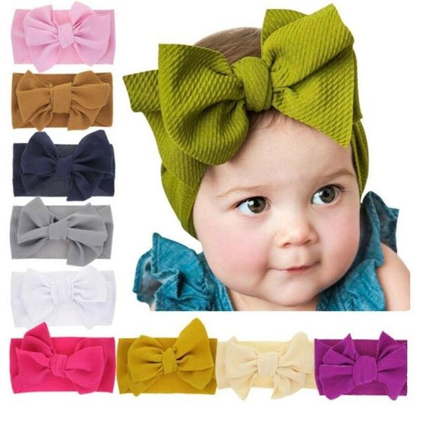 

lightweight infant baby girls bow knot headband born comfort high elastic seamless headdress solid color hair band accessories, Slivery;white