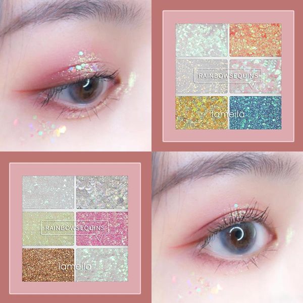 

sale 6 colors glitter eye shadow sparkles gold pearl makeup look sequins easy to color cosmetic tslm1