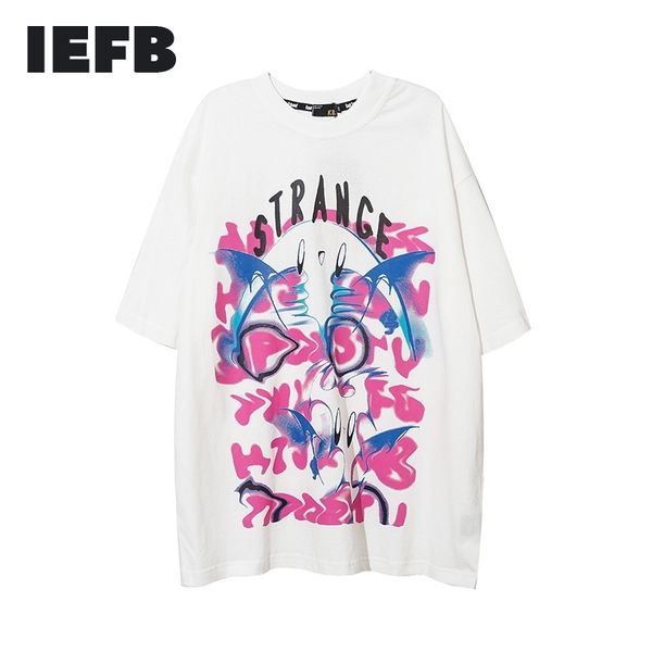 

iefb men's summer t-shirt graffiti printing half sleeve loose high street tee for men causal hip hop 9y5722 210524, White;black