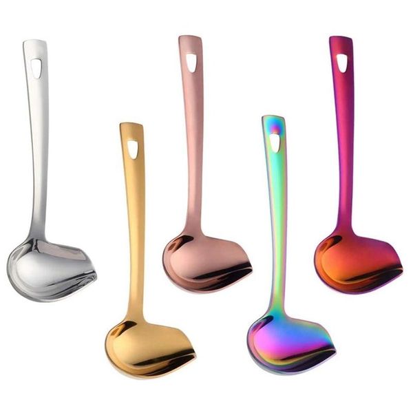 

spoons stainless steel sauce spoon, metal gravy soup spoon with nozzle,5 pieces