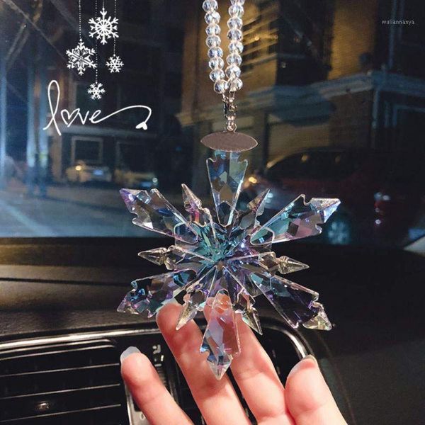 

car crystal snowflake creative ornaments christmas romantic style interior gift1