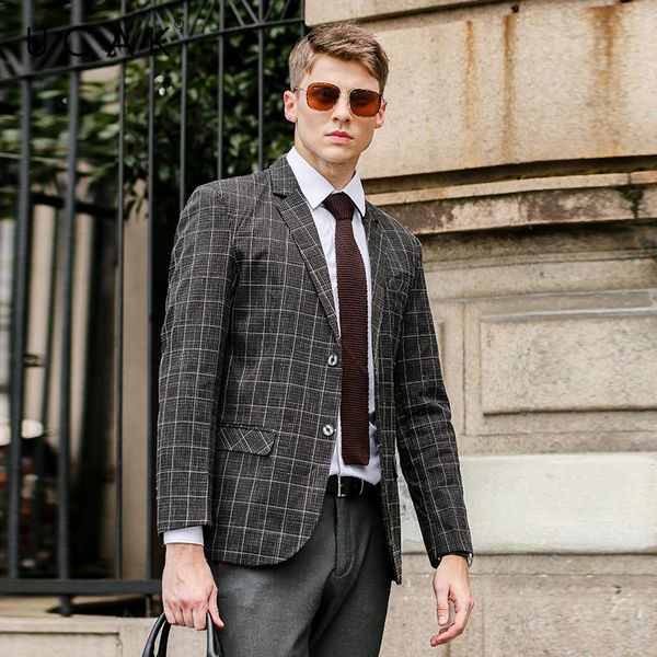

brand 2021 spring autumn men blazers masculino and suit jackets plaid male slim fit business casual blazer coat u8129 men's suits &, White;black