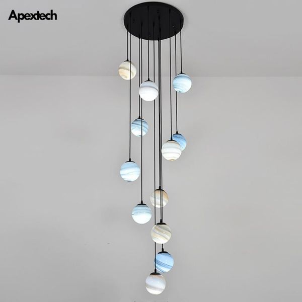 

creative planet glass balls pendant lights duplex building stairwell led droplight dining room ceiling lamp lamps