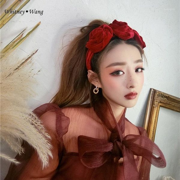 

wang designer style velvet floral headband women headwear hair band hoop1
