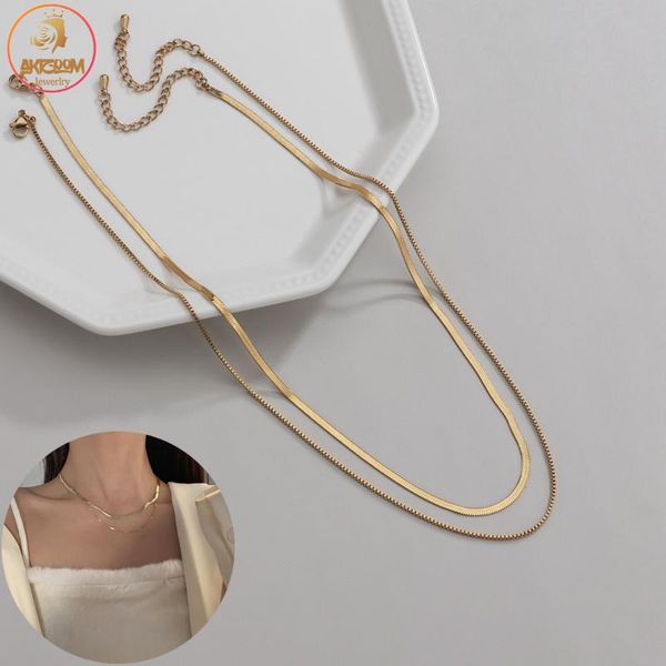 

pendant necklaces akizoom snake chain collar necklace for women gothic style gold color double layers short choker simple fashion jewelry gi, Silver