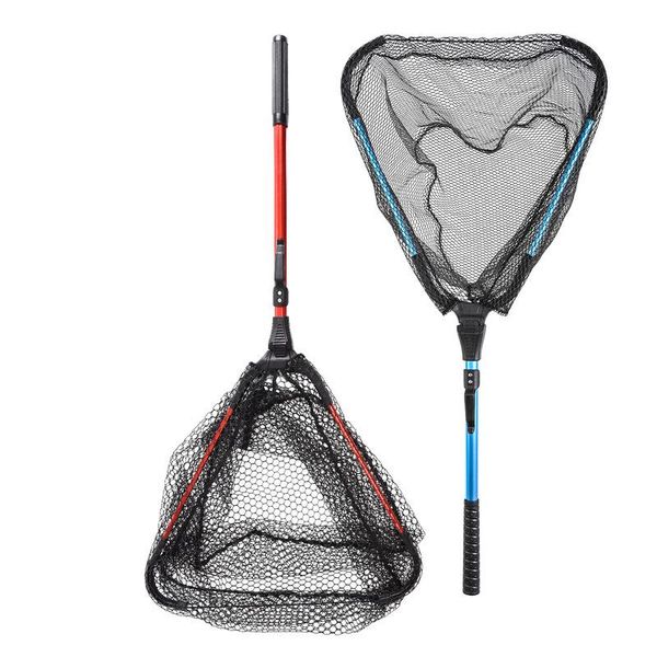

eva folding fishing landing net retractable soft rubber mesh handle nets tools fish tackle accessories
