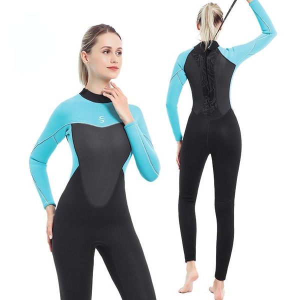 

swim wear women's 2-3mm neoprene wetsuit high elastic color stitching surf diving equipment jellyfish long-sleeved clothes
