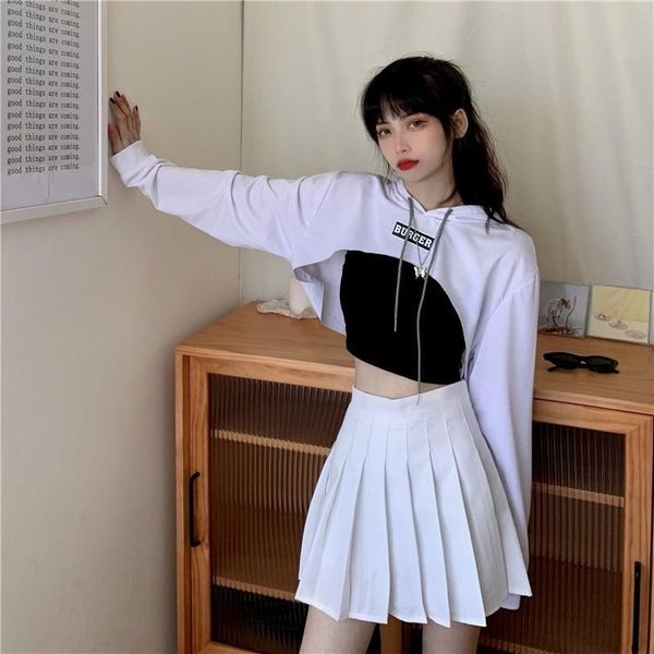 

women's hoodies & sweatshirts early autumn high-waisted crop hip-hop thin, Black