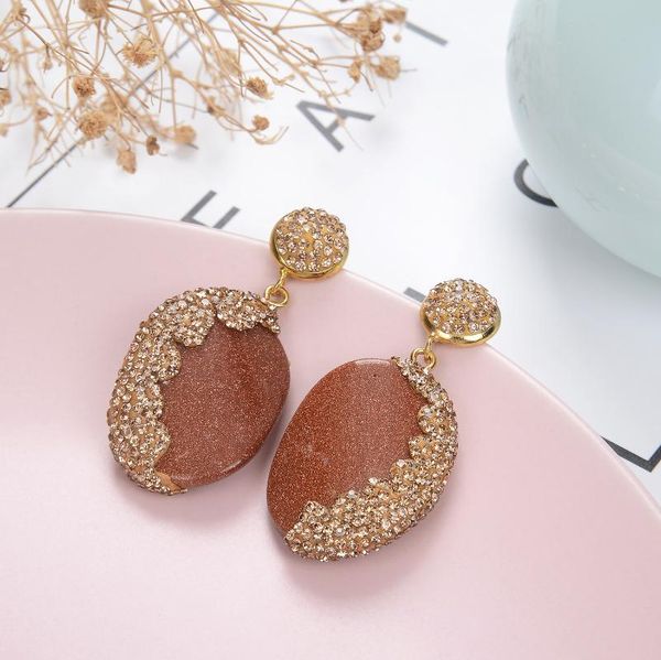 

dangle & chandelier 2021 style natural stone stud earrings round color simple fashion selling jewelry for women girl, Silver