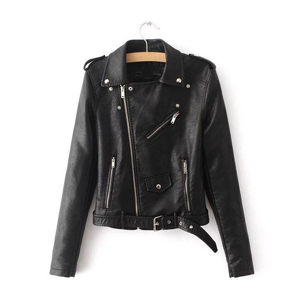 

loose faux leather jacket women classic moto biker spring autumn lady basic coat plus size outerwear cool women's jackets, Black;brown