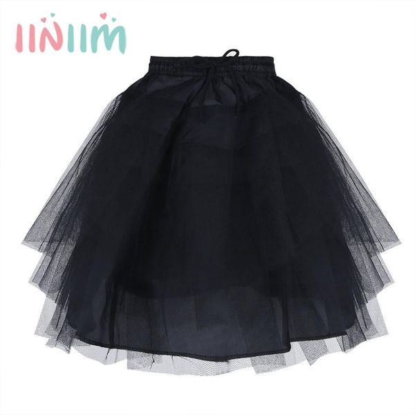 

skirts iiniim elegant kids girls 3 layers net petticoat underskirt crinoline slip for flower wedding children's formal, Blue
