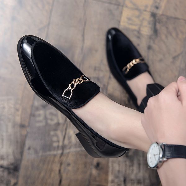 

italy dress shoes men wedding fashion office footwear fashion velvet comfy men formal shoes brand men flats shoes, Black