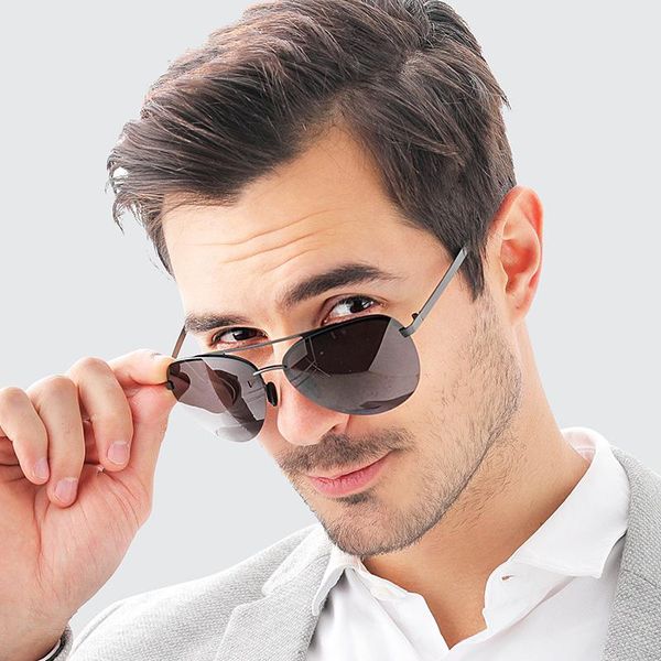 

rimless pilot polarized sunglasses men women brand designer sun glasses retro metal driving male goggle oculos, White;black