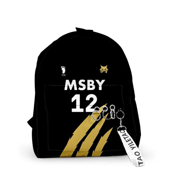 

backpack trendy haikyuu school bags travel boys girls cute small 3d print oxford waterproof key chain notebook backpacks