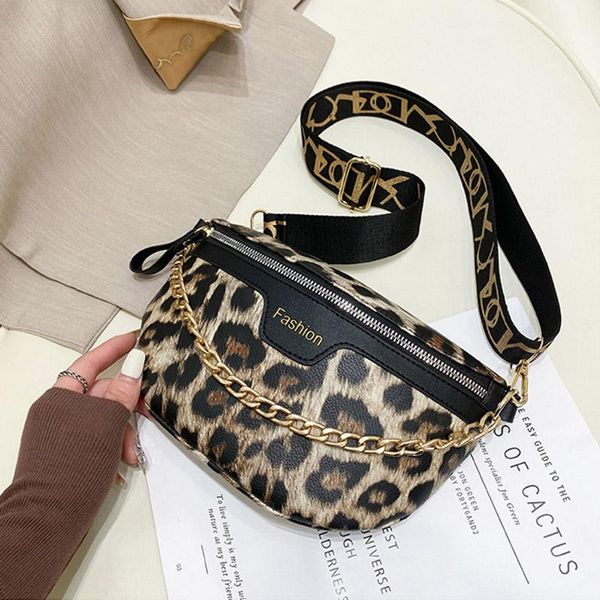 

winter fanny pack fashion leather female belt bag women leopard crossbody chest packs girl high-quality small shoulder waist bags