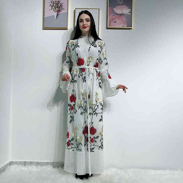 

embroidery kimono open abaya dubai kaftan islam muslim hijab dress abayas for women robe caftan turkish dresses islamic clothing, Red