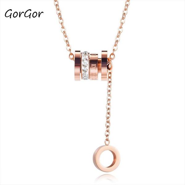 

gorgor arrivals rhinestone roman numerals small waist stainless steel necklace pendant women jewelry gift 1647 chokers, Golden;silver