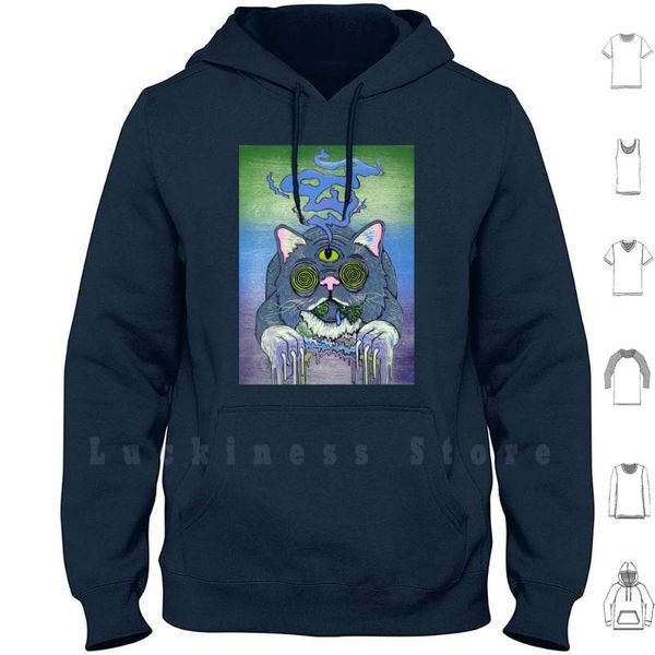 

trippy hoodies long sleeve cats trap lean high sadboys smoke cat men's & sweatshirts, Black