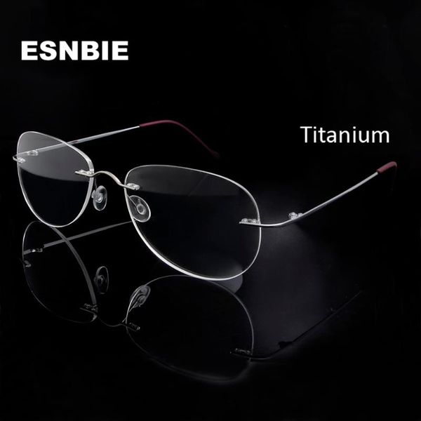 

fashion sunglasses frames flexible rimless titanium prescription eyeglasses frame for women oversized ultralight female pilot glasses specta, Black