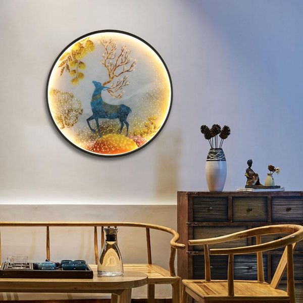 

wall lights modern sika deer figure sconces round lamp creative for home teahouse
