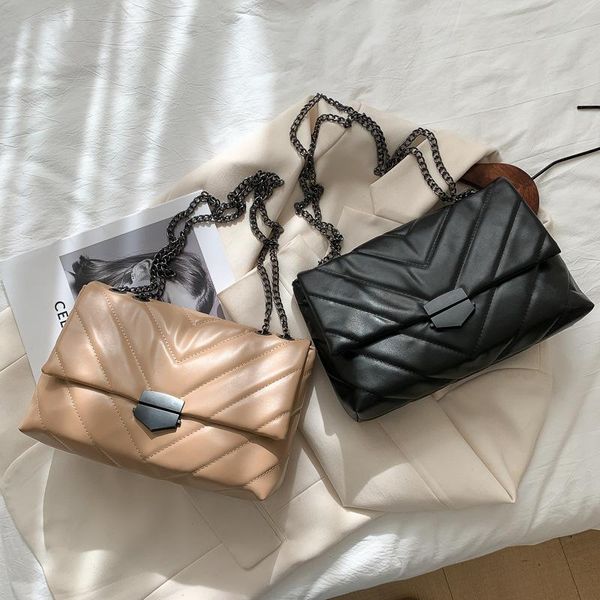 

evening bags 2021 women bag fashion shoulder rhomboid embroidered thread chain single small square