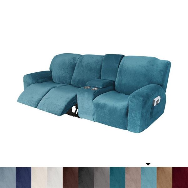 

chair covers elastic velvet 3 seater recliner sofa cover with cup holder lounger armchair all-inclusive slipcover for living room