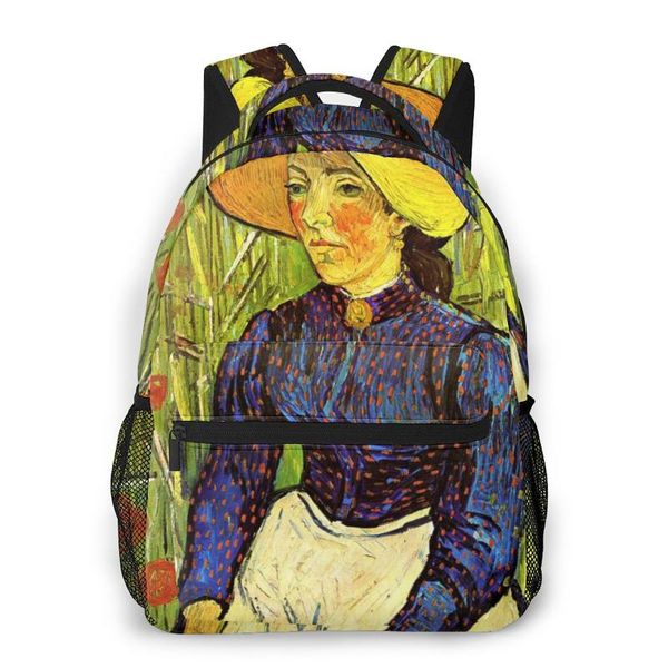 

backpack oil painting women print bookbag for kids art design teenager boys girls schoolbag junior school bag shoulder escolar
