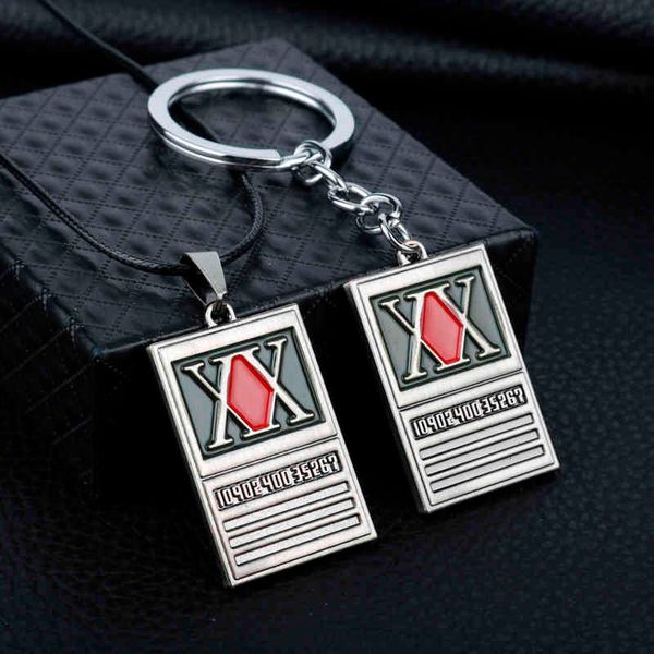 

new anime hunter x hunter keychain metal dog tag key chain ring holder men gift jewelry choker chaveiro pendant porte clef kolye, Silver