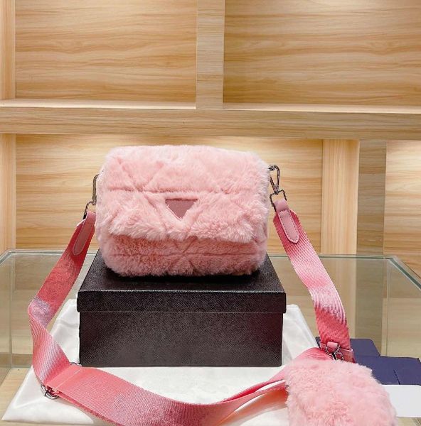 

lady luxury straddle bags designer handbag fashion matching plush material two in one womens shoulder bag 5a cross body