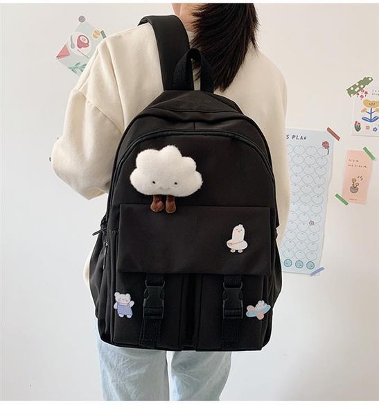 

cute girly large-capacity high school student backpack simple