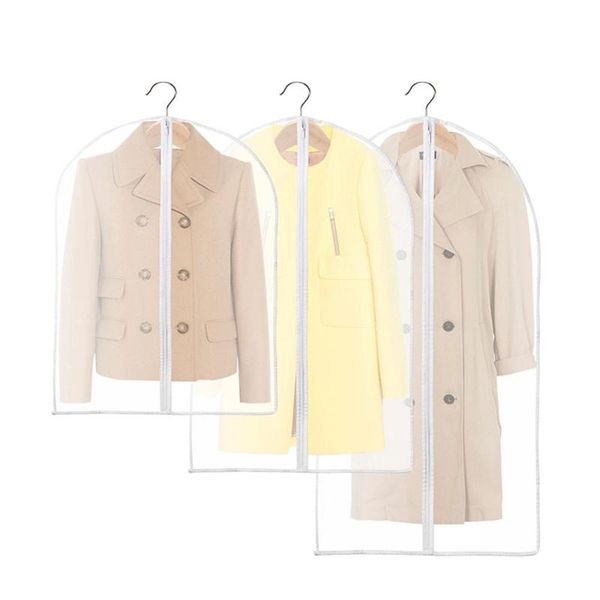 

clothing & wardrobe storage translucent dust cover suit bags clothes dustproof covers full zipper garment wedding dress black