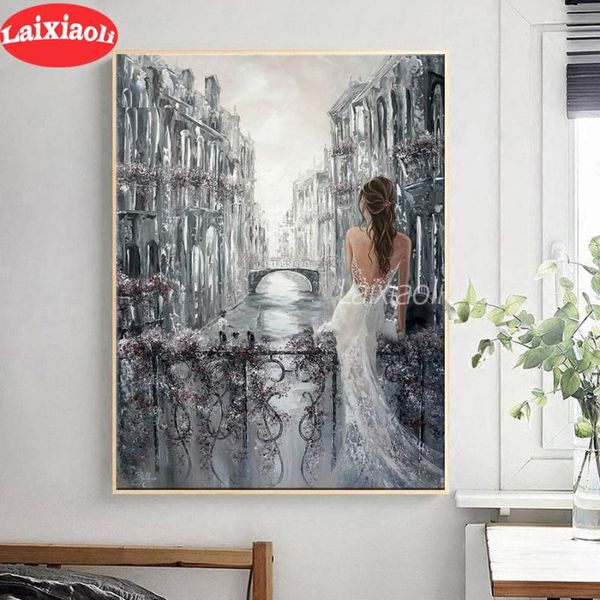 

diamond painting arrival water city of italy beauty full square embroidery round drill girl landscape