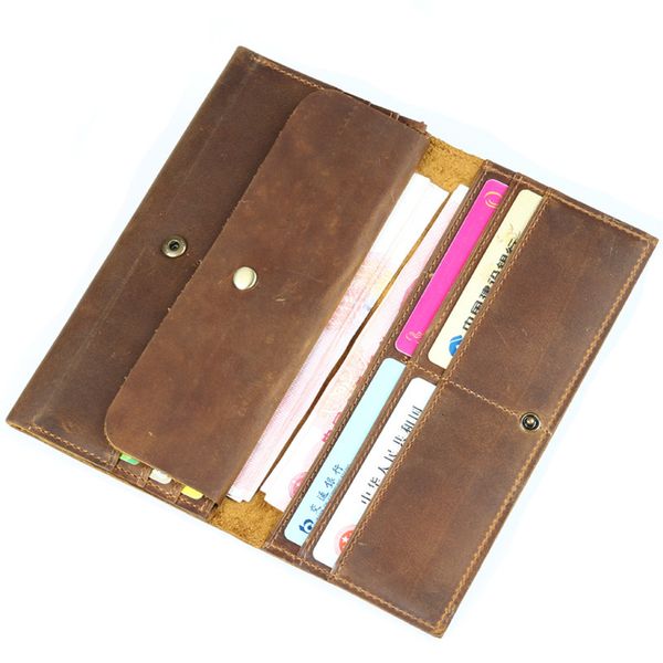 

bags wallet backpack men's leather crazy horse cow multi card bag, Black;red